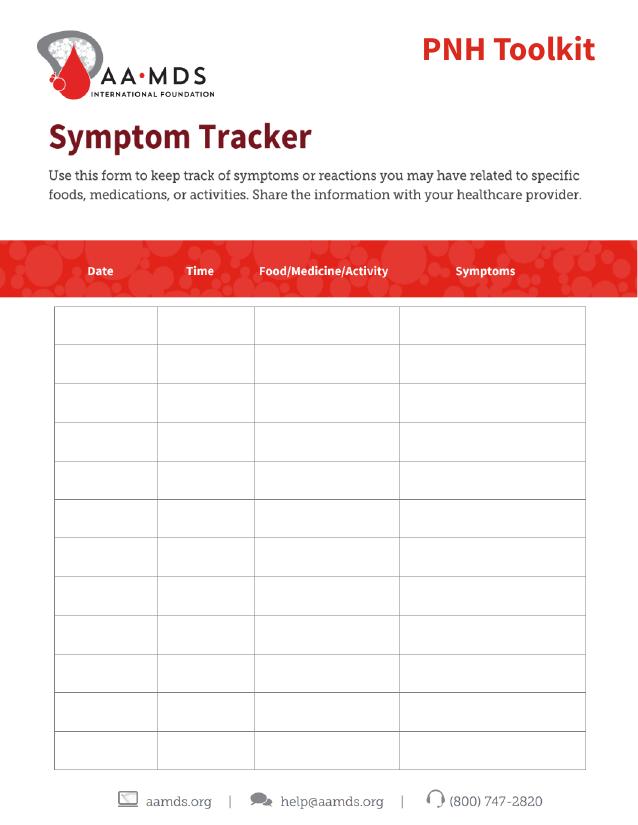 Aplastic Anemia Toolkit - Symptom Tracker (Thumbnail)
